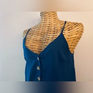 Paper Crane Button front tank, size small, jewel tone blue